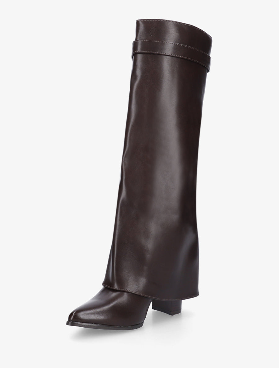 Bottes à revers et bout pointu - Marron - 3