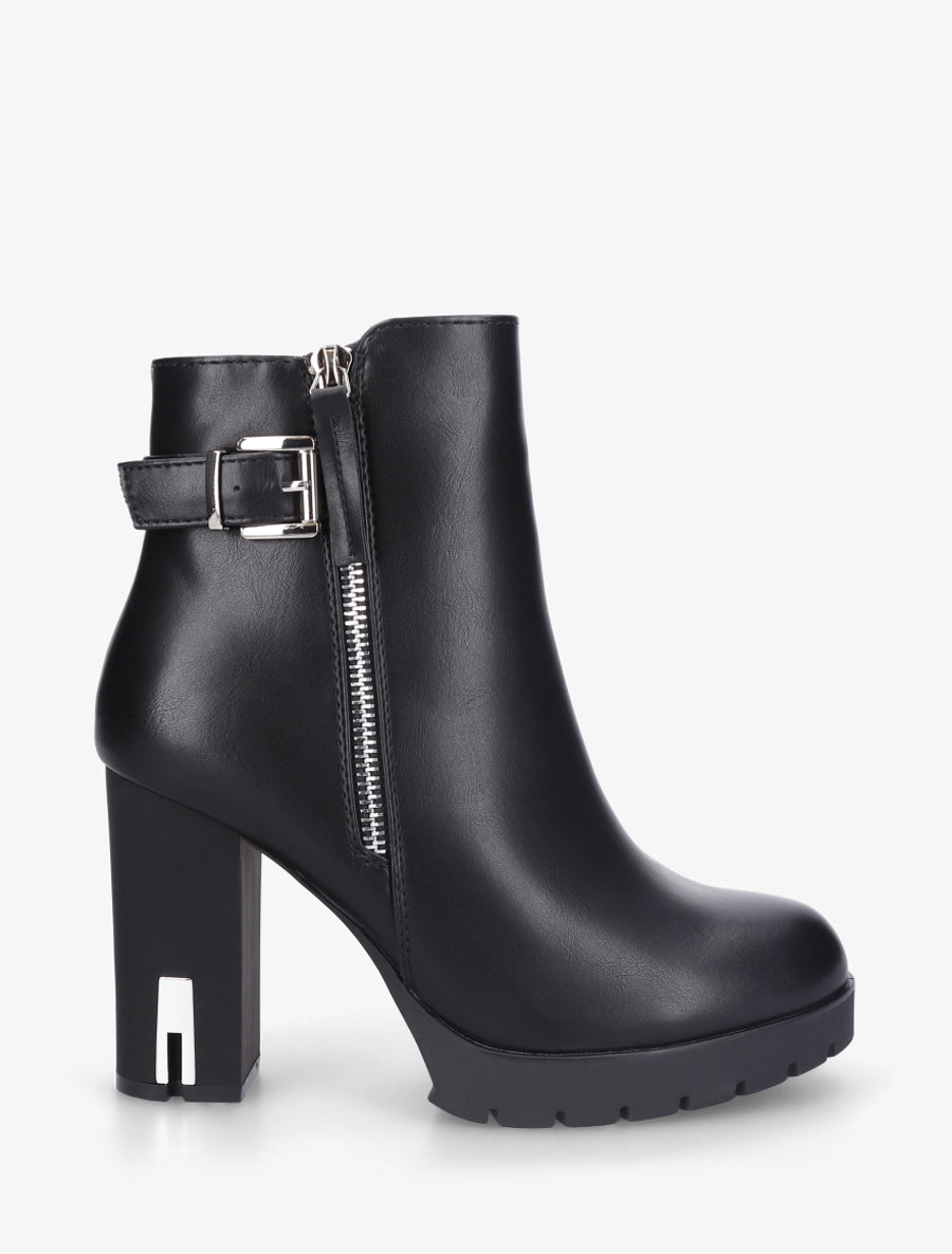 Bottines en simili à talon haut - Noir - 1