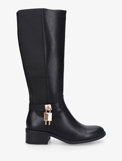 Bottes en simili à empiècement métallique - Noir - 1