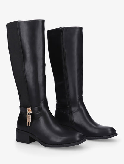 Bottes en simili à empiècement métallique - Noir - 4
