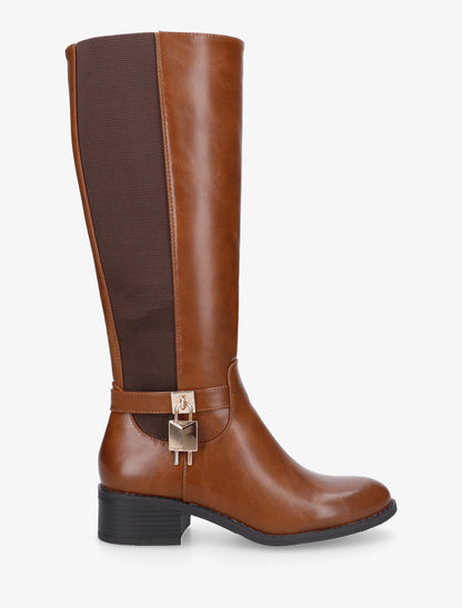 Bottes en simili à empiècement métallique - Camel - 1