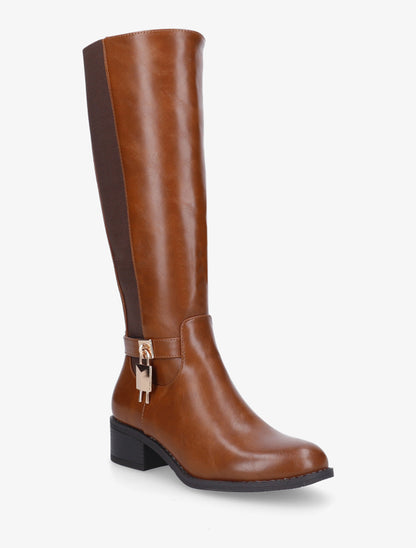 Bottes en simili à empiècement métallique - Camel - 2