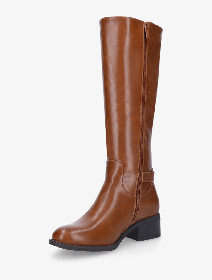 Bottes en simili à empiècement métallique - Camel - 3