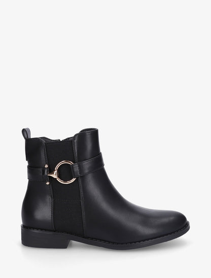 Bottines unies à cheville élastiquée - Noir - 1