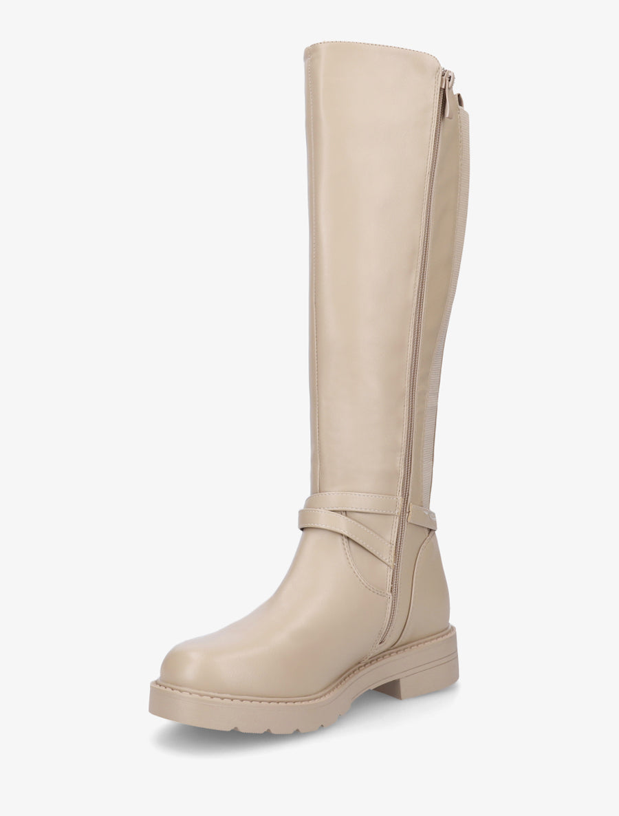 Bottes cavalière élastiquées à sangle - Beige - 3