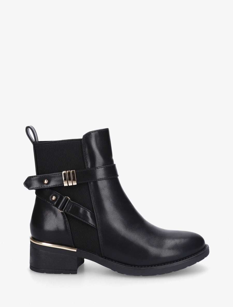 Bottines sanglées à cheville élastiquée - Noir - 1