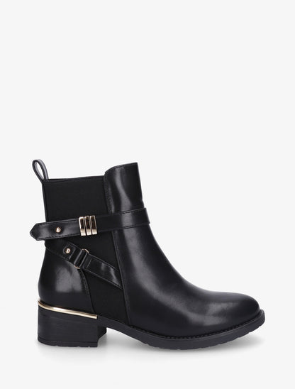 Bottines sanglées à cheville élastiquée - Noir - 1