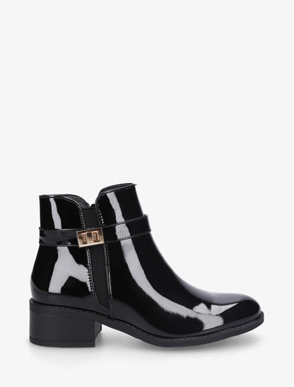 Bottines vernies à cheville élastiquée - Noir - 1