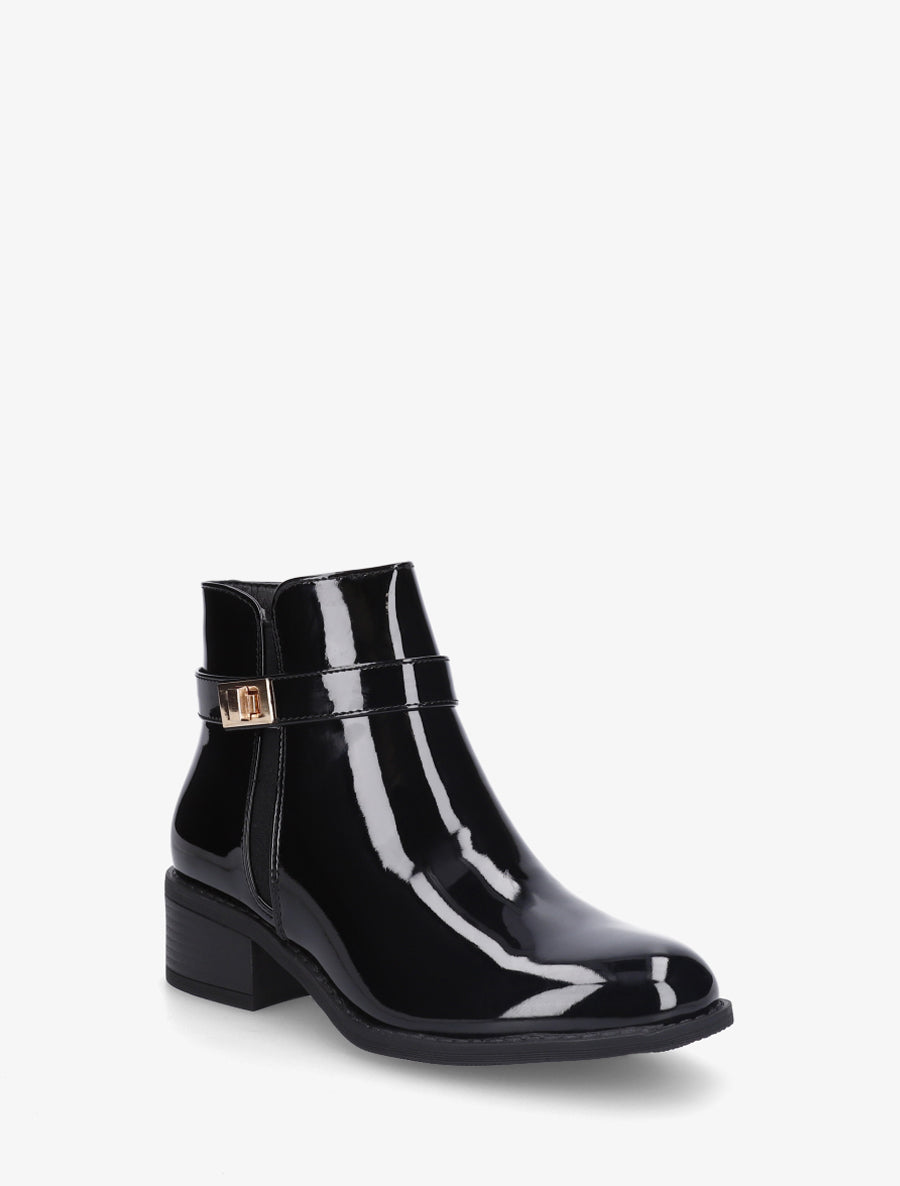 Bottines vernies à cheville élastiquée - Noir - 2