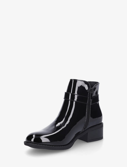 Bottines vernies à cheville élastiquée - Noir - 3