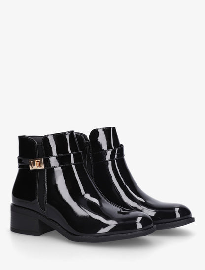 Bottines vernies à cheville élastiquée - Noir - 4