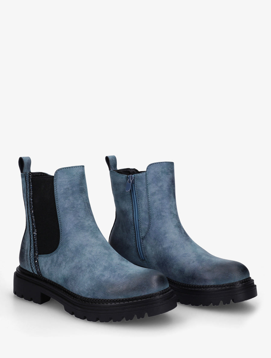 Chelsea à détail pailleté et imprimé croco - Bleu - 4