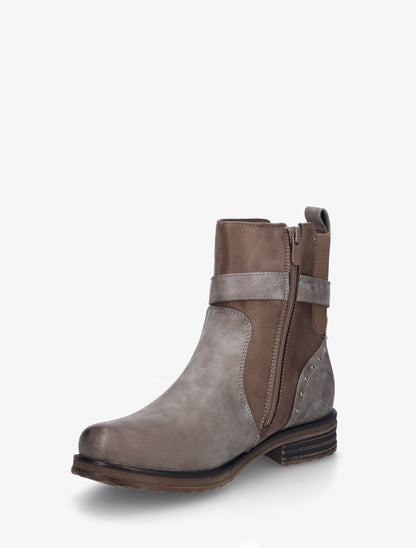 Bottines bi-matières à contrefort élastiqué - Taupe - 3