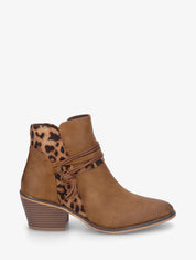 Bottines à talon et imprimé léopard - Camel - 1