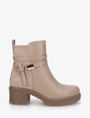 Bottines en simili à contrefort en suédine - Taupe - 1