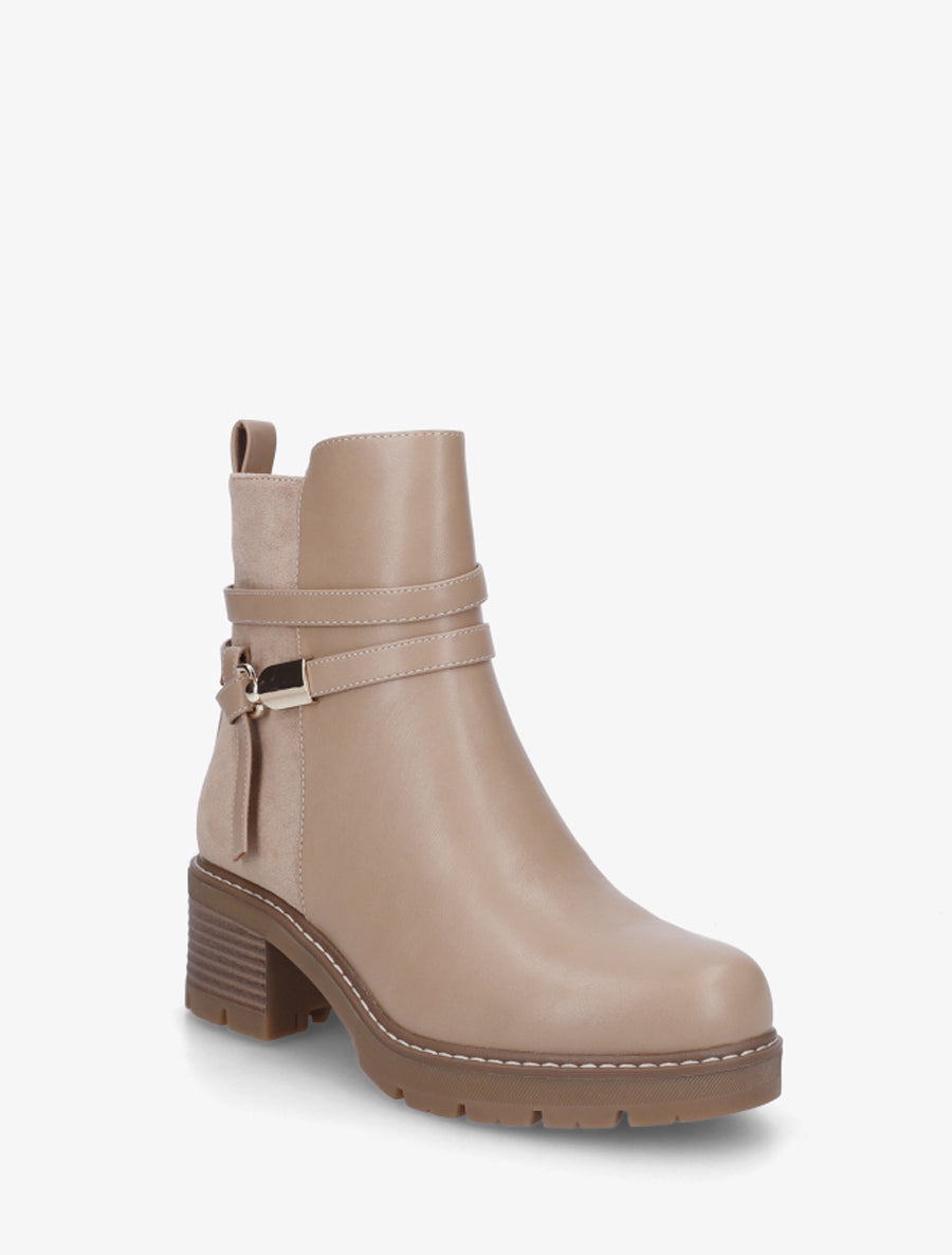 Bottines en simili à contrefort en suédine - Taupe - 2