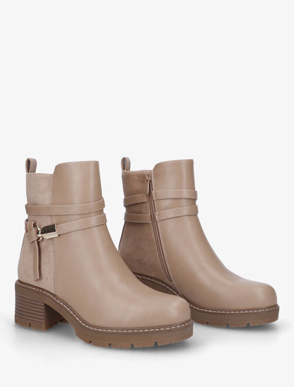 Bottines en simili à contrefort en suédine - Taupe - 4