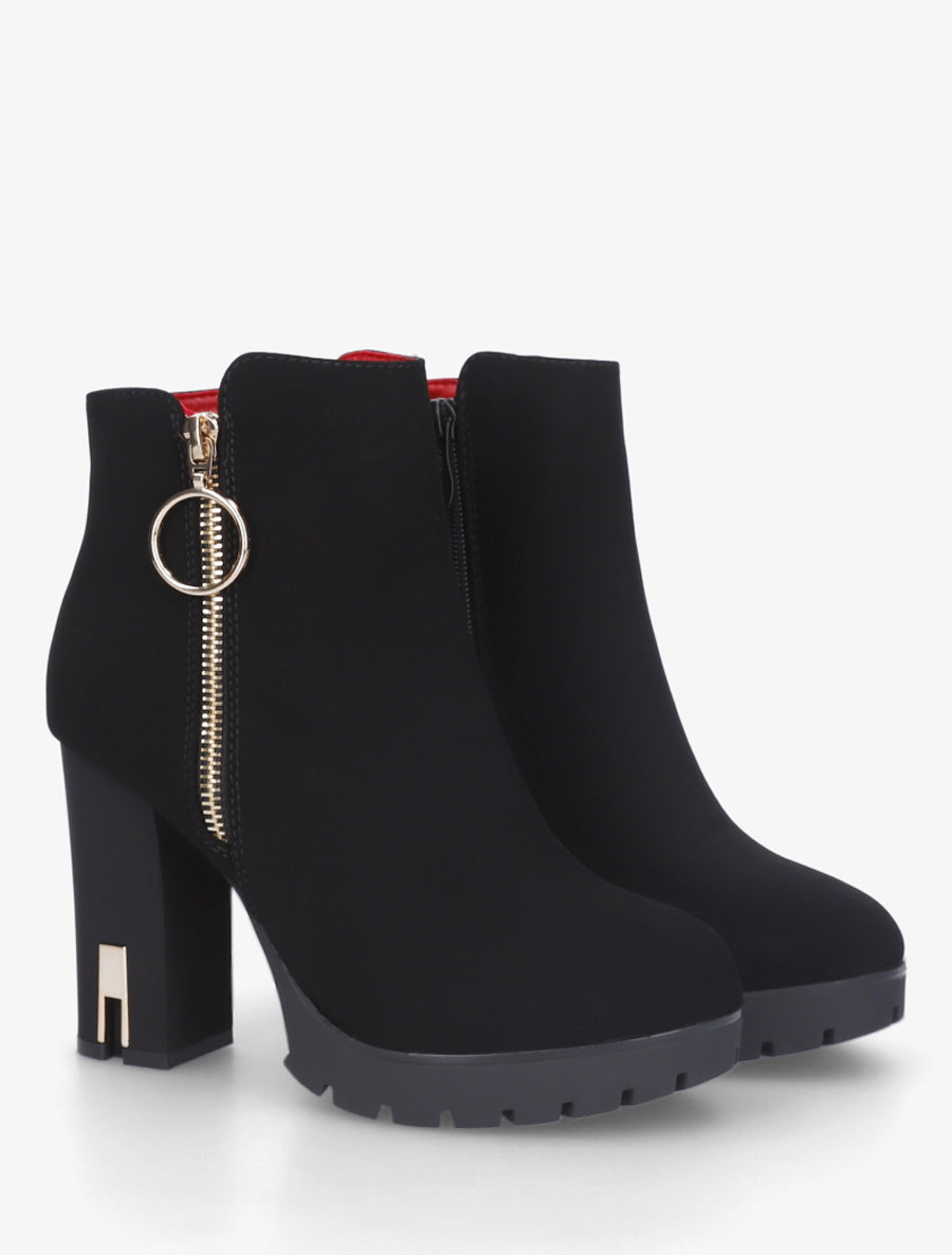 Bottines à talon et zip - Noir - 4