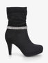 Bottines montantes à empiècement strass - Noir - 1