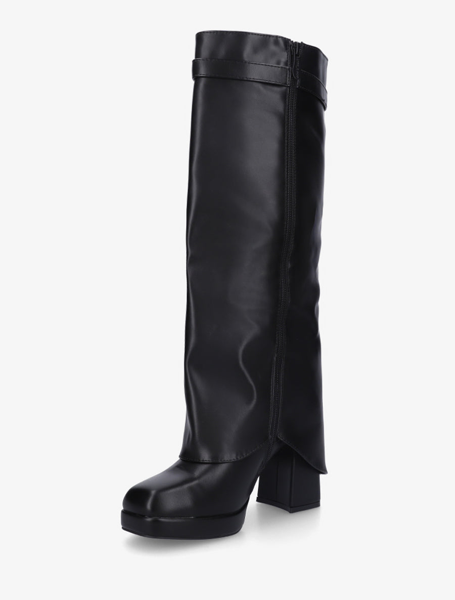 Bottes à revers et boucle décorative - Noir - 3
