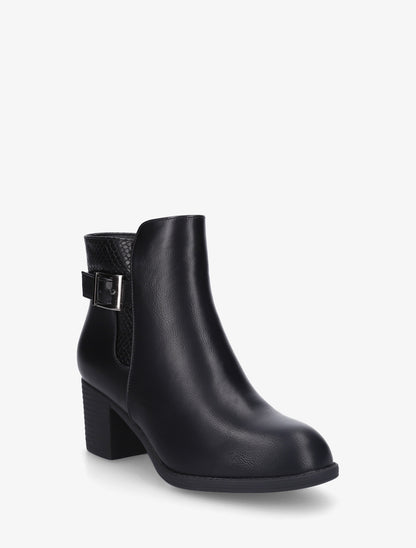 Bottines à boucle et empiècement python - Noir - 2