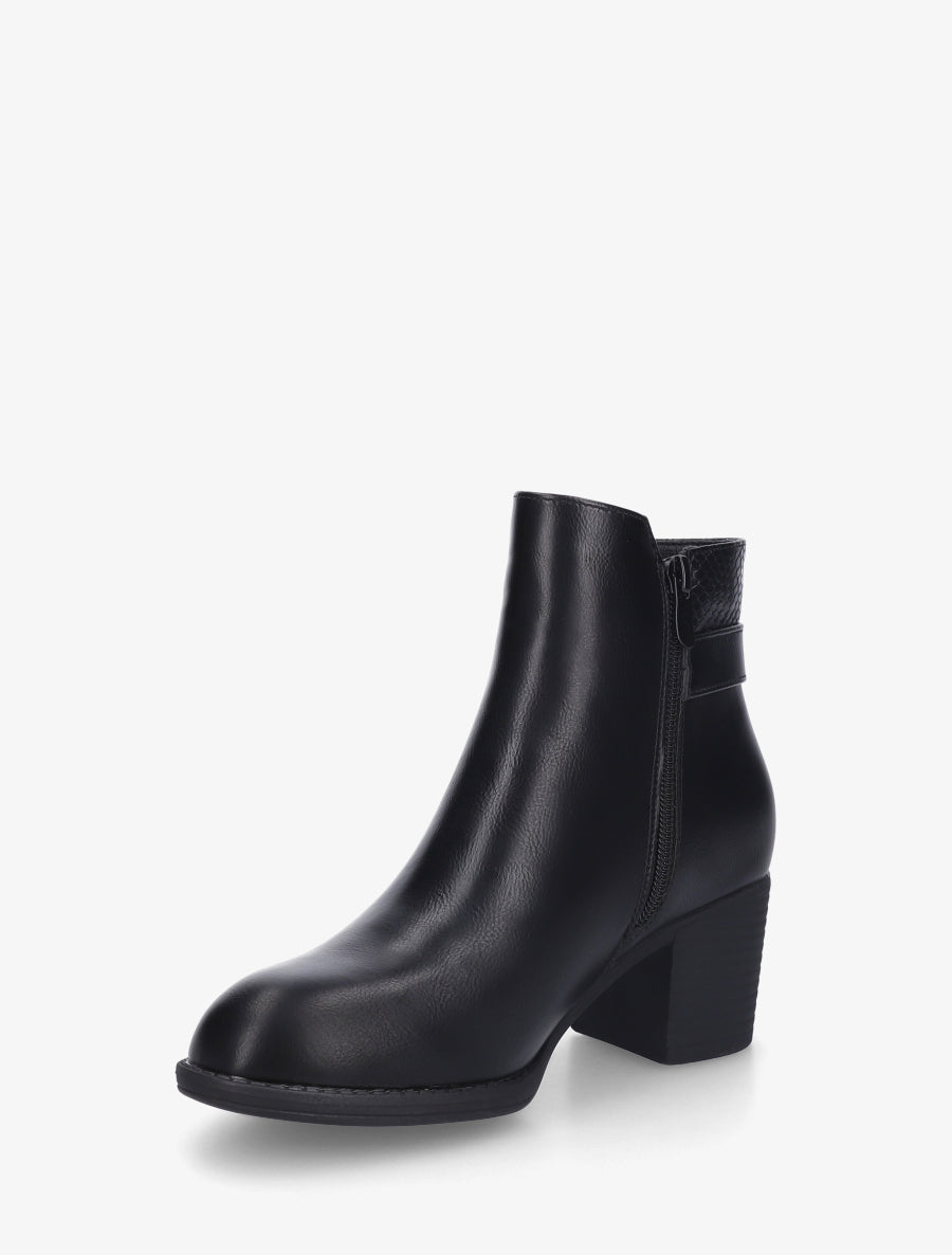 Bottines à boucle et empiècement python - Noir - 3