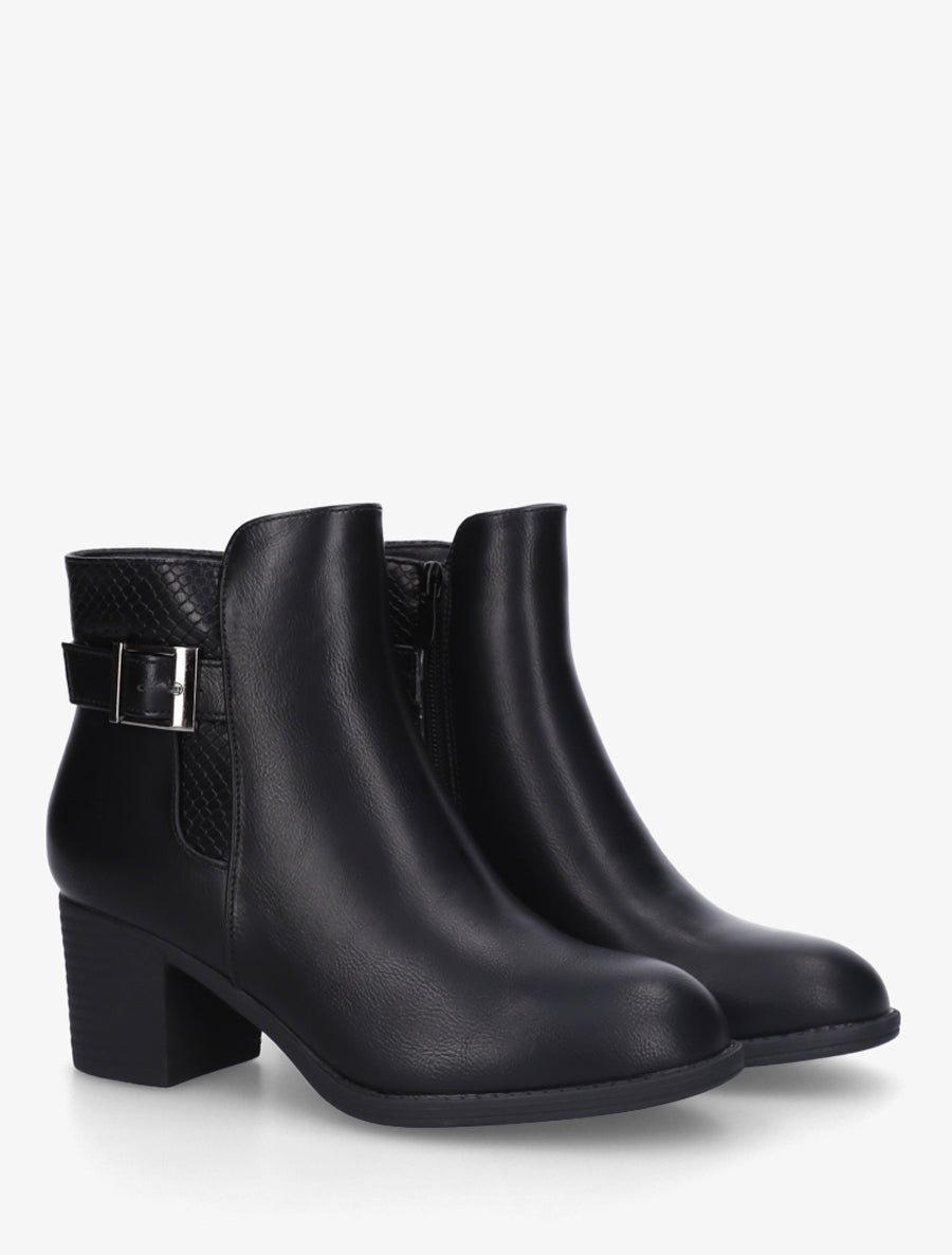 Bottines à boucle et empiècement python - Noir - 4
