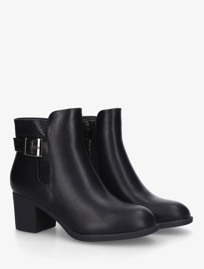 Bottines à boucle et empiècement python - Noir - 4