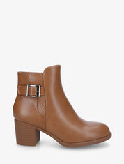 Bottines à boucle et empiècement python - Camel - 1