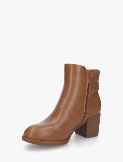 Bottines à boucle et empiècement python - Camel - 3