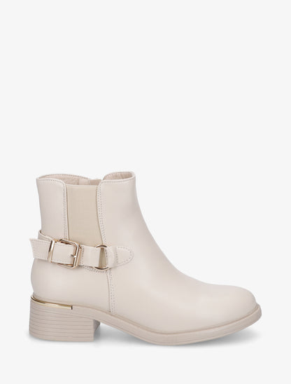 Bottines élastiquées à boucle - Beige - 1