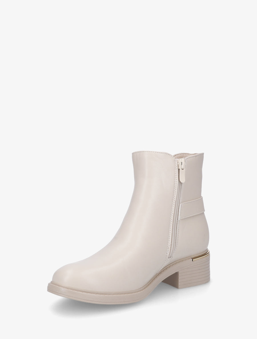 Bottines élastiquées à boucle - Beige - 3