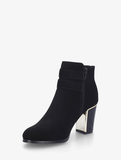 Bottines en suédine à boucles dorées - Noir - 3