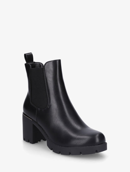 Bottines en simili à semelles crantées - Noir - 2