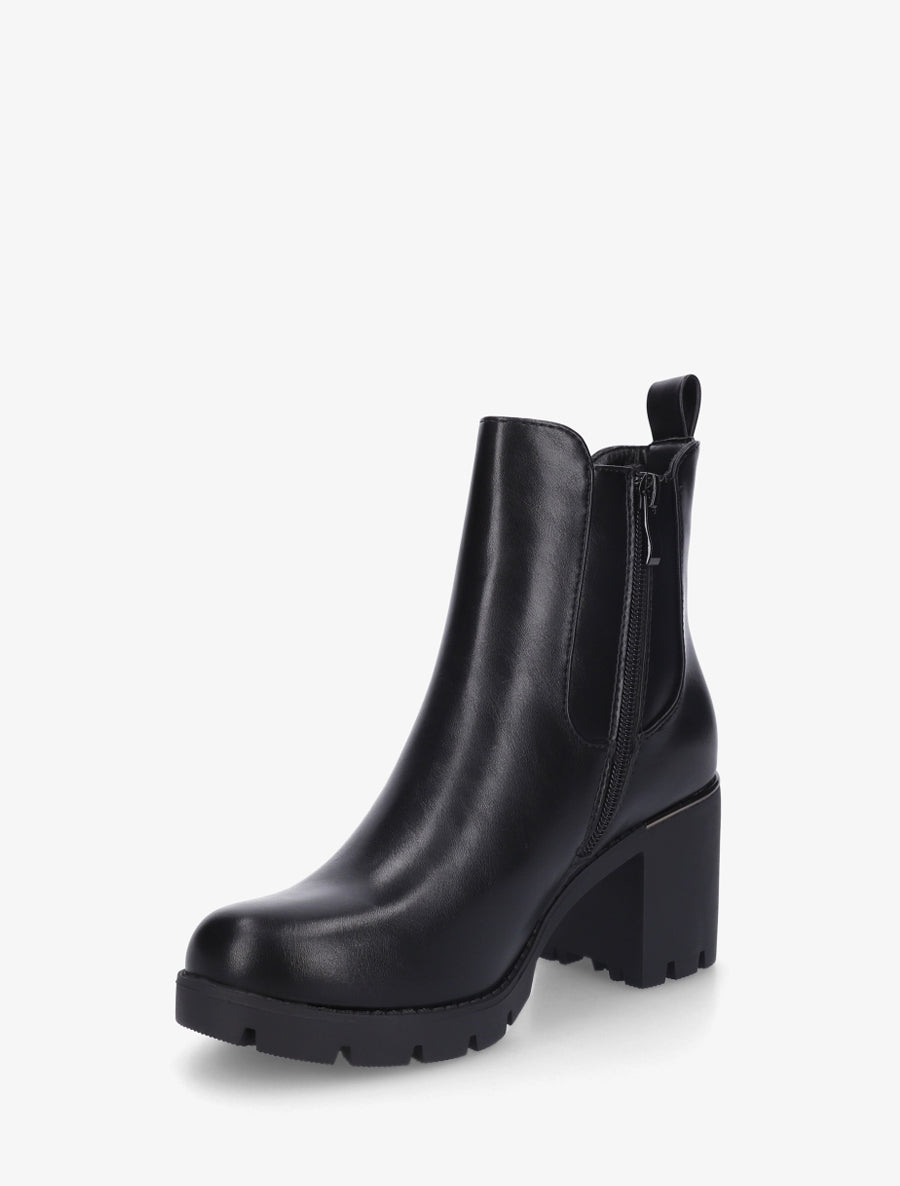 Bottines en simili à semelles crantées - Noir - 3