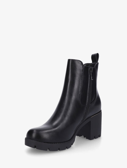 Bottines en simili à semelles crantées - Noir - 3