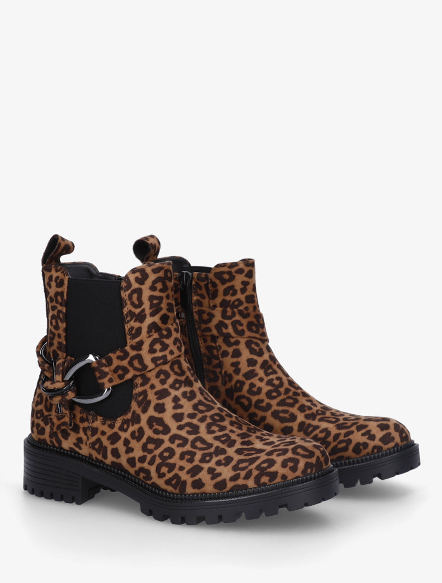 Bottines à cheville élastiquée et boucle - Camel - 4