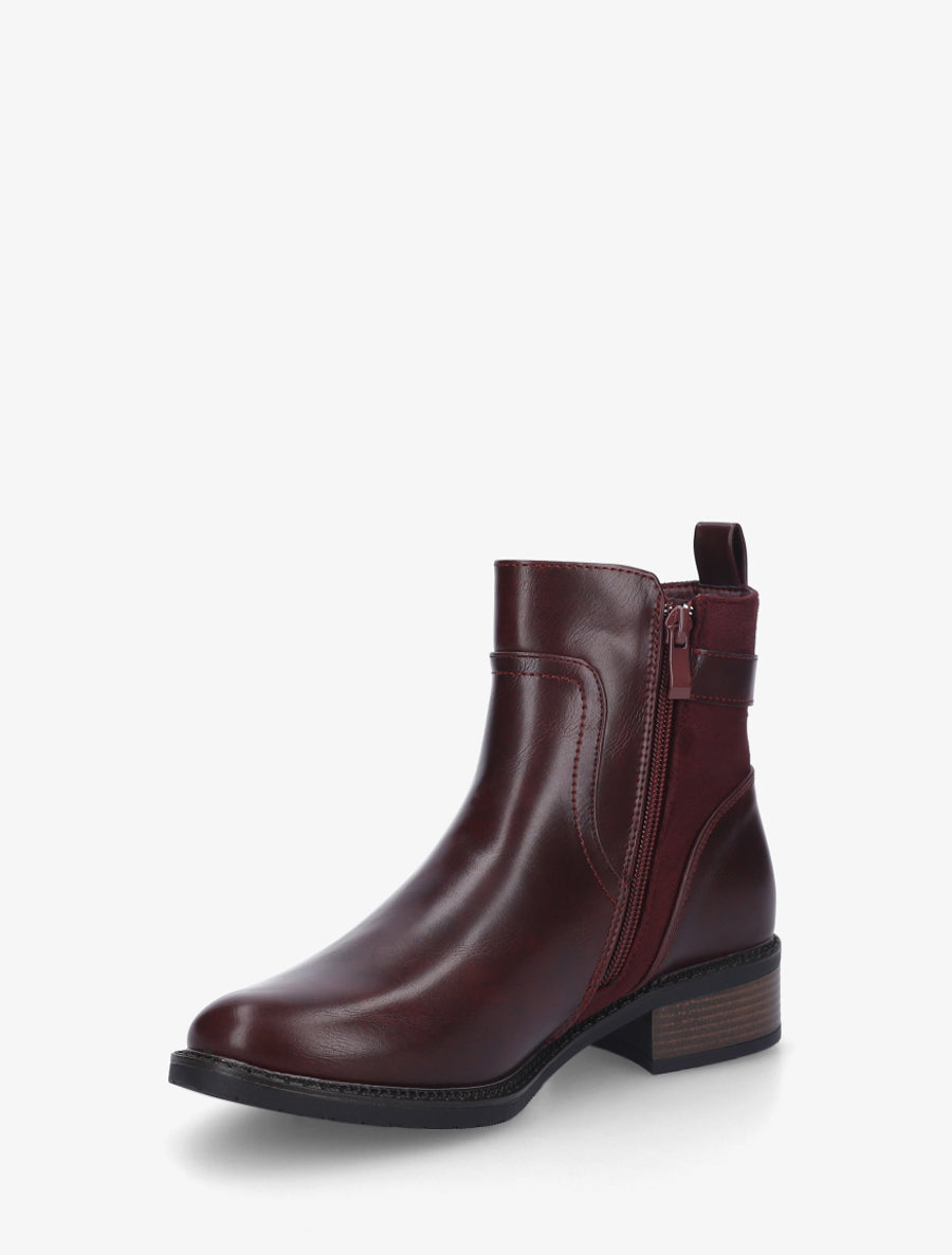Bottines bi-matière unies - Lie de vin - 3