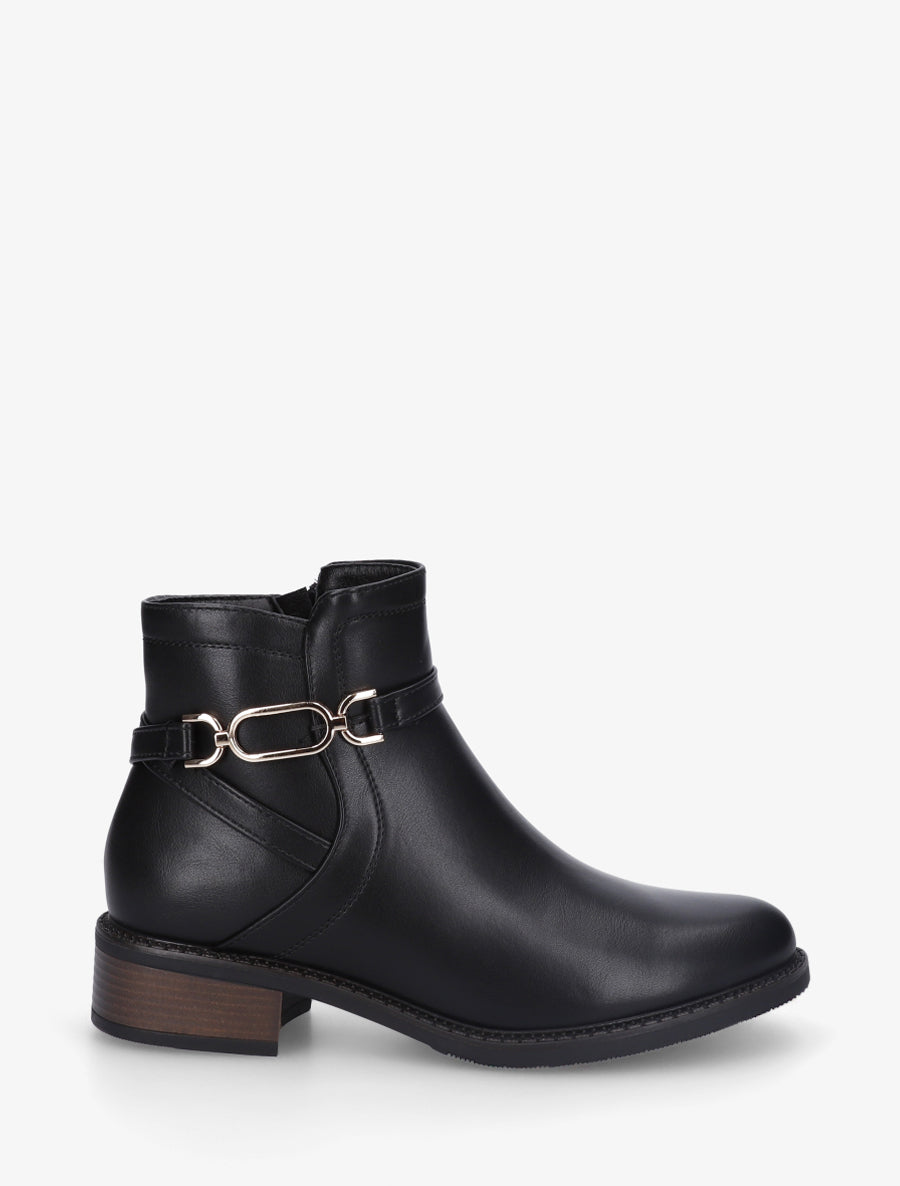 Bottines unies en simili - Noir - 1