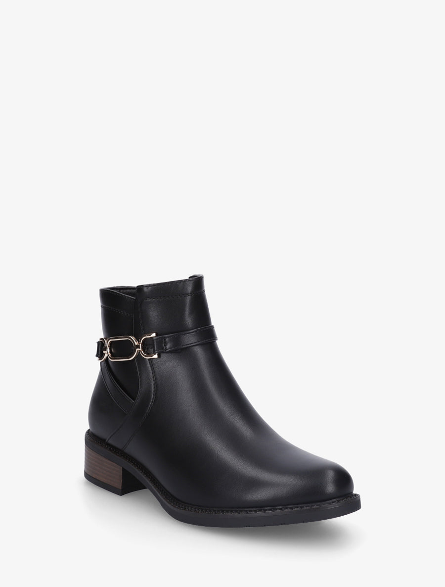 Bottines unies en simili - Noir - 2