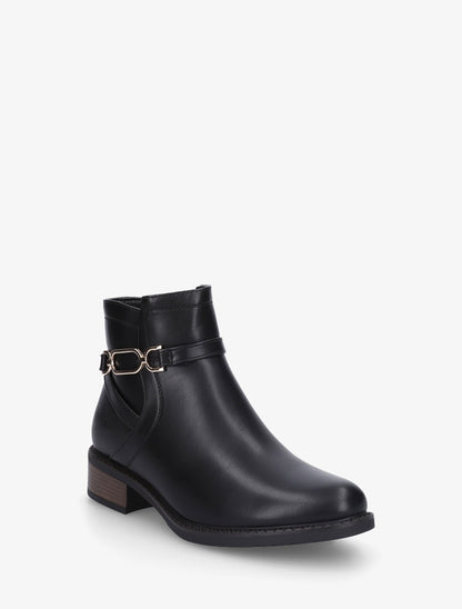 Bottines unies en simili - Noir - 2