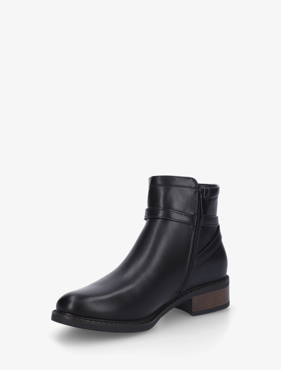 Bottines unies en simili - Noir - 3