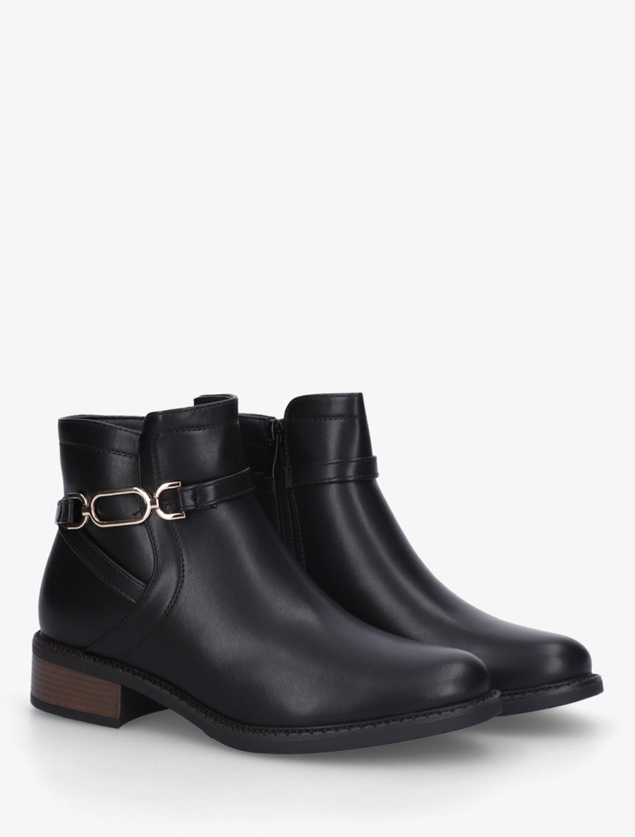 Bottines unies en simili - Noir - 4