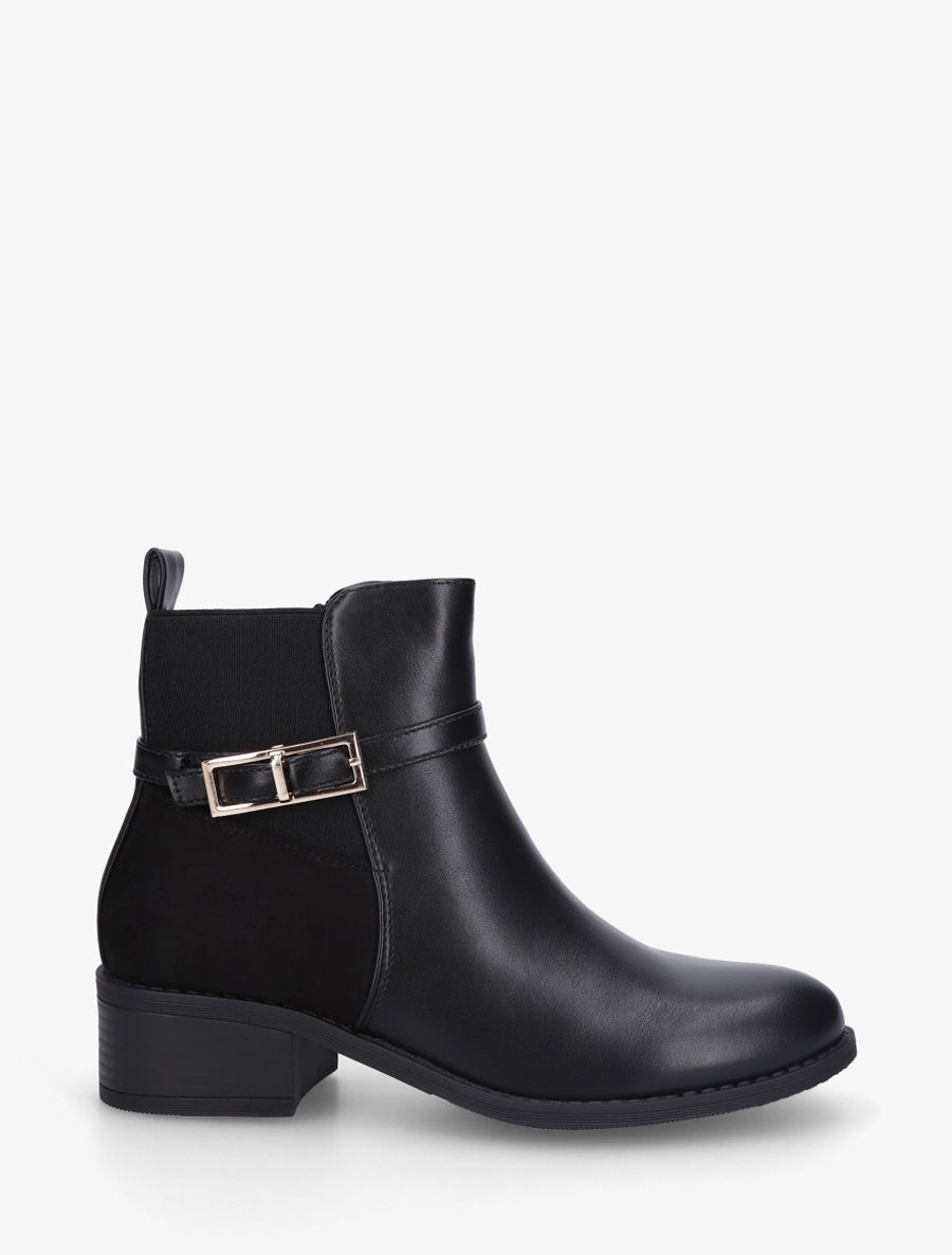 Bottines bi-matière élastiquées - Noir - 1