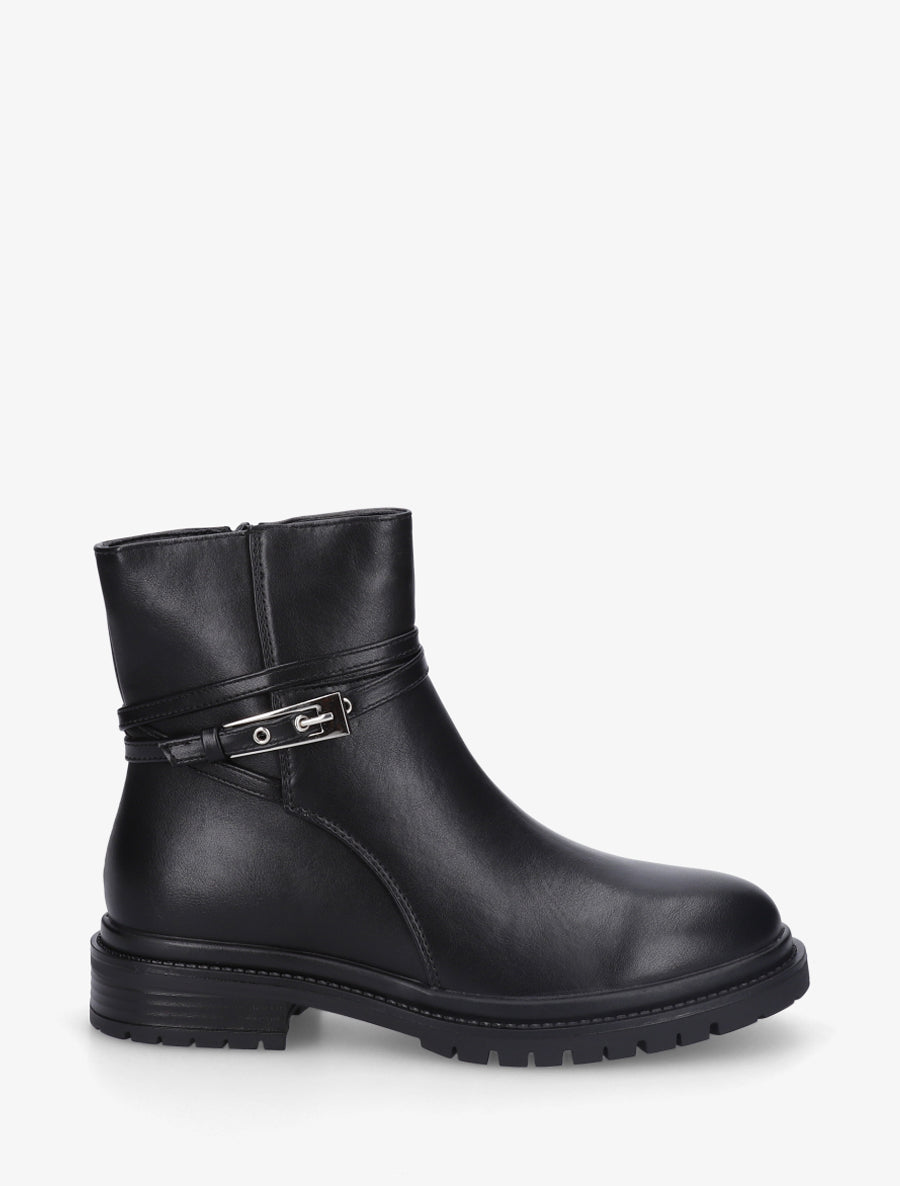 Bottines en simili sanglées - Noir - 1