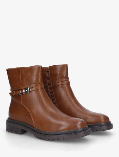 Bottines en simili sanglées - Camel - 4