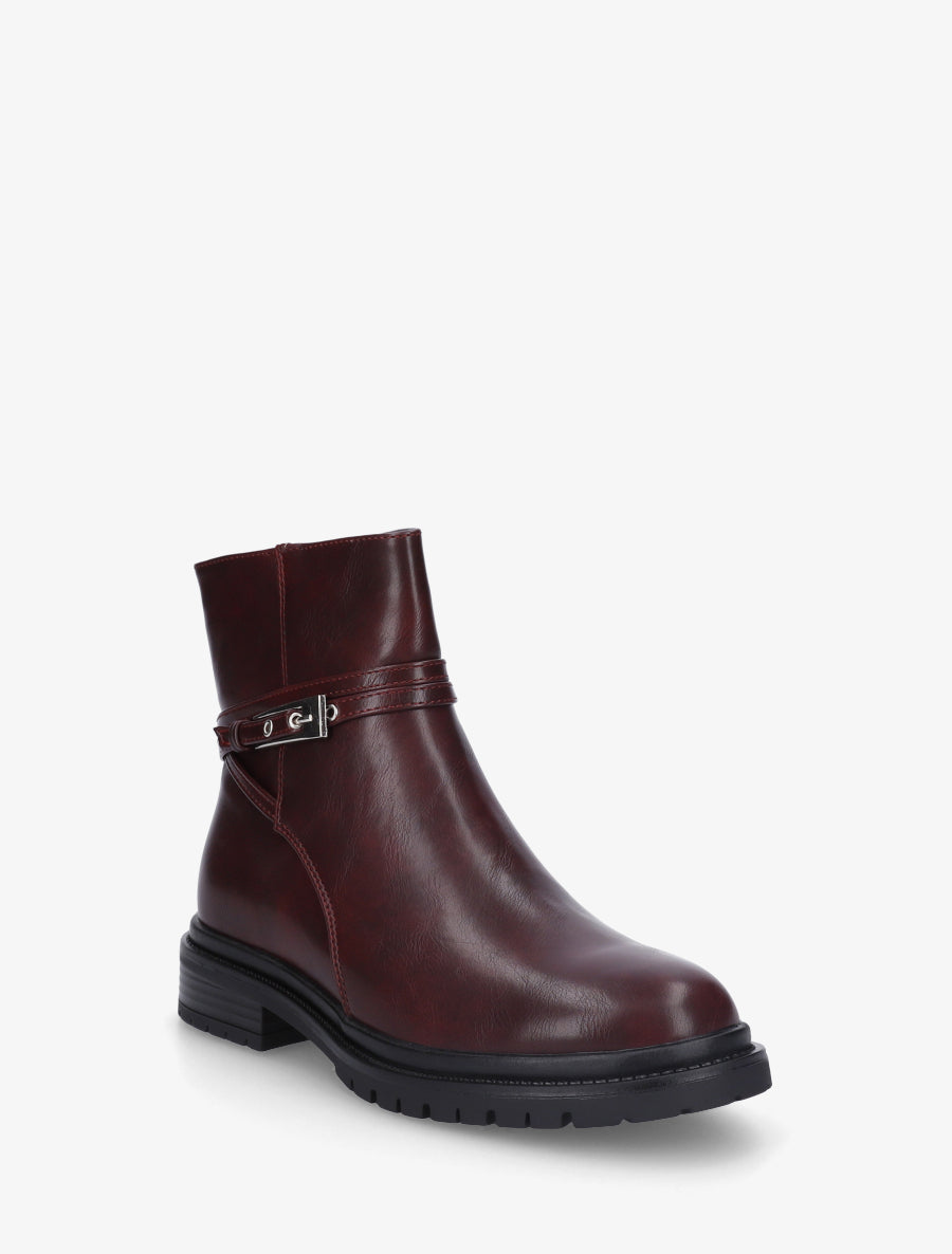 Bottines en simili sanglées - Lie de vin - 2