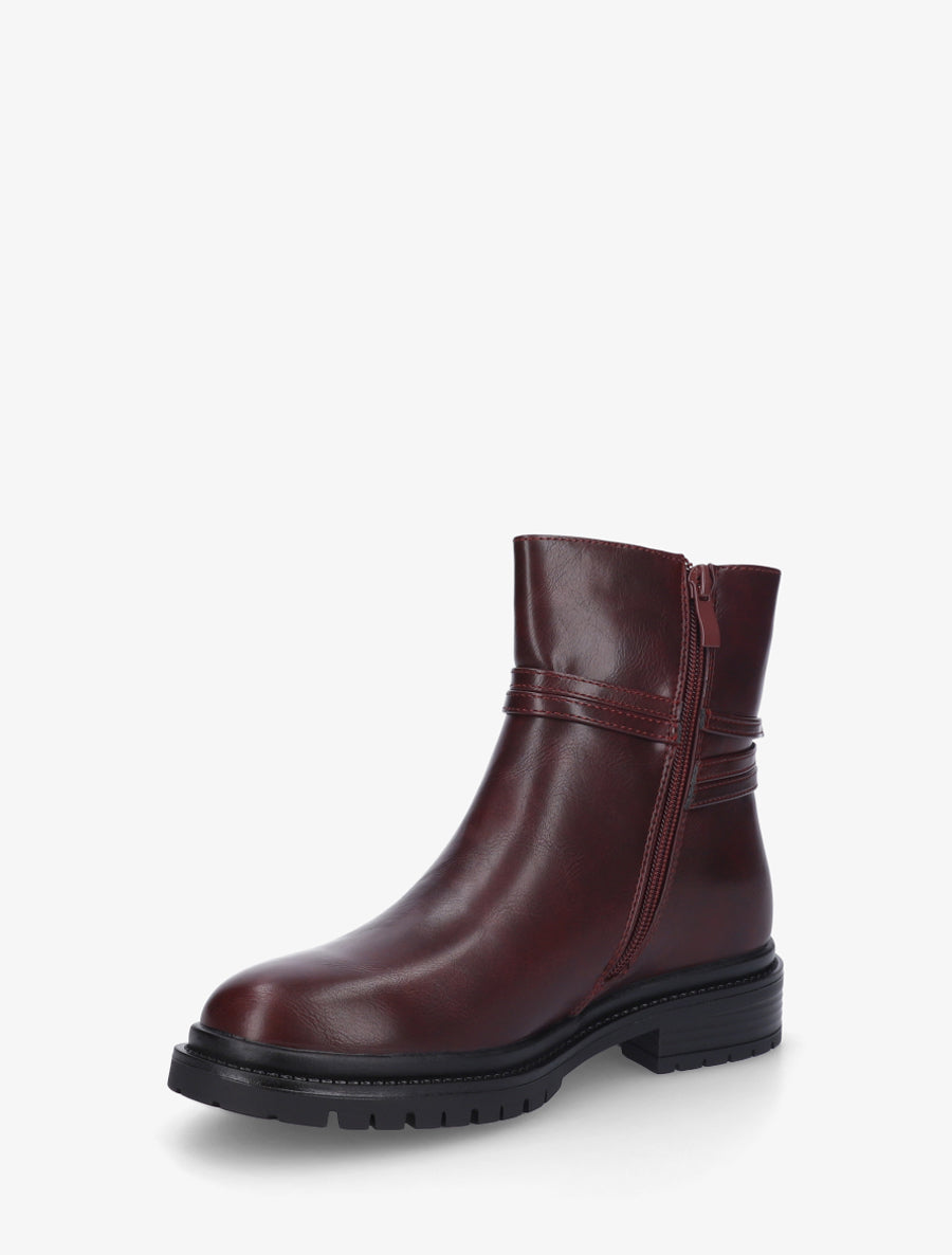Bottines en simili sanglées - Lie de vin - 3