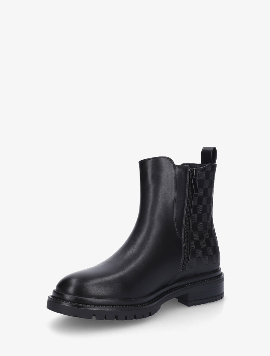 Bottines montantes à contrefort à motif damier - Noir - 3
