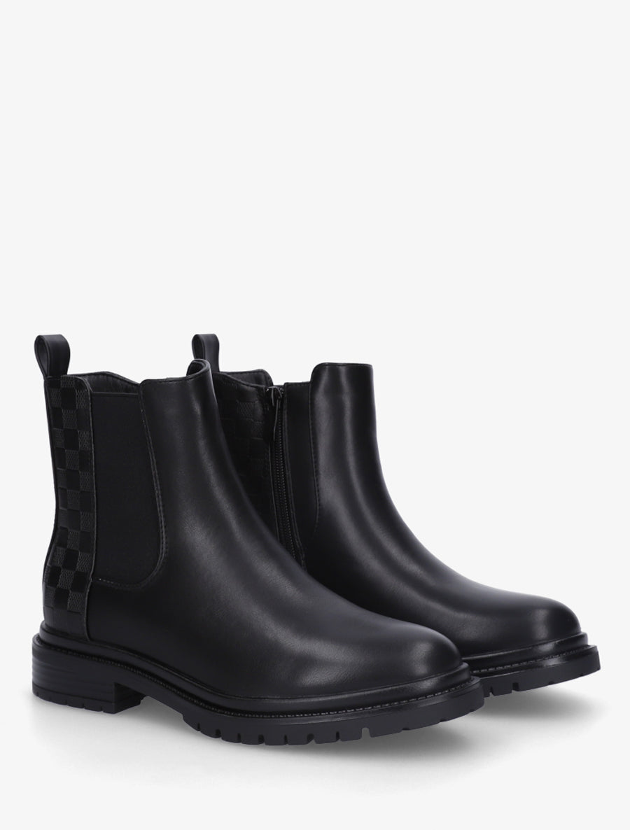 Bottines montantes à contrefort à motif damier - Noir - 4